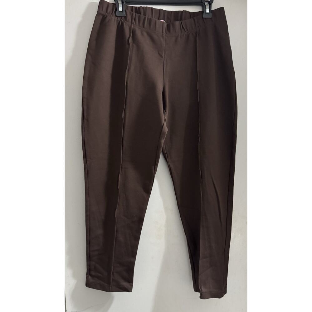 Lilly Pulitzer Women’s Ponte Pants Brown Stretch Pull On Size XL Middle Seam